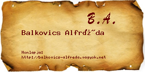 Balkovics Alfréda névjegykártya